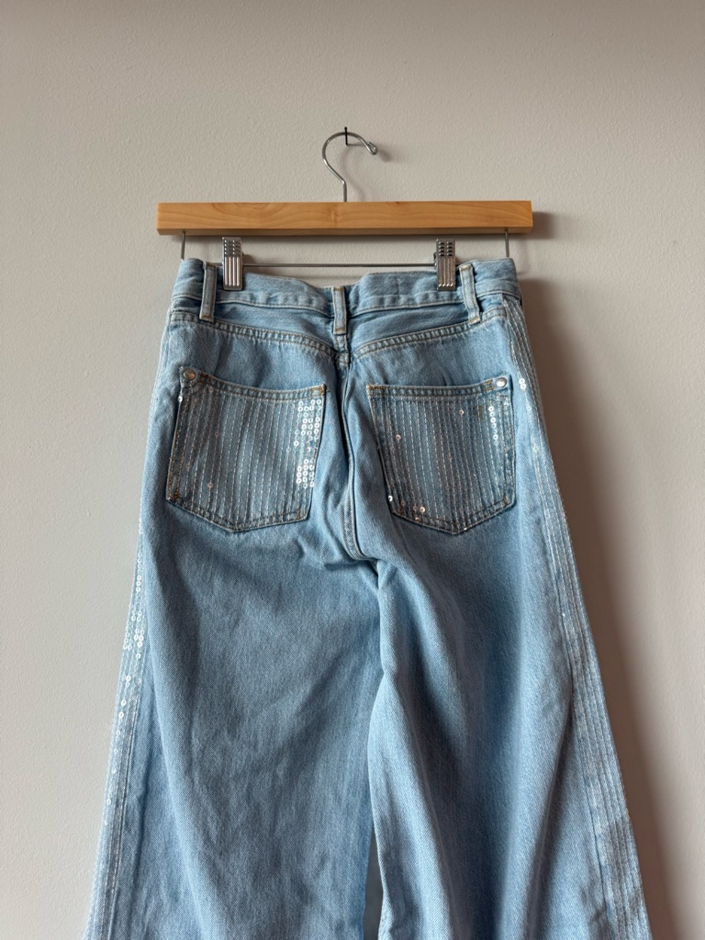 Anthropologie Pilcro Sequin Wide Leg Jeans Size 24 (00) Cowgirl Western Boho - Picture 11 of 15